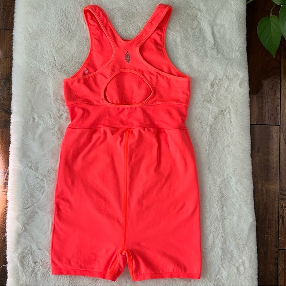 Free People Every Single Time Runsie Neon Coral Sz M/L - Picture 9 of 15